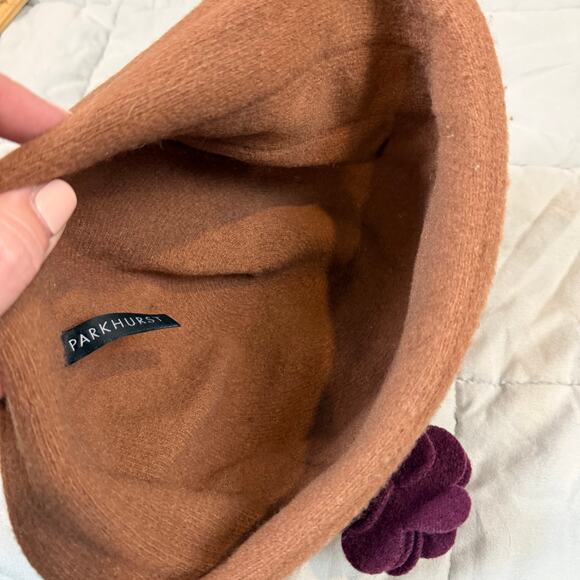 Parkhurst Wool Felt Hat Flower Tan Camel Purple Maroon Green Women\'s main image 7